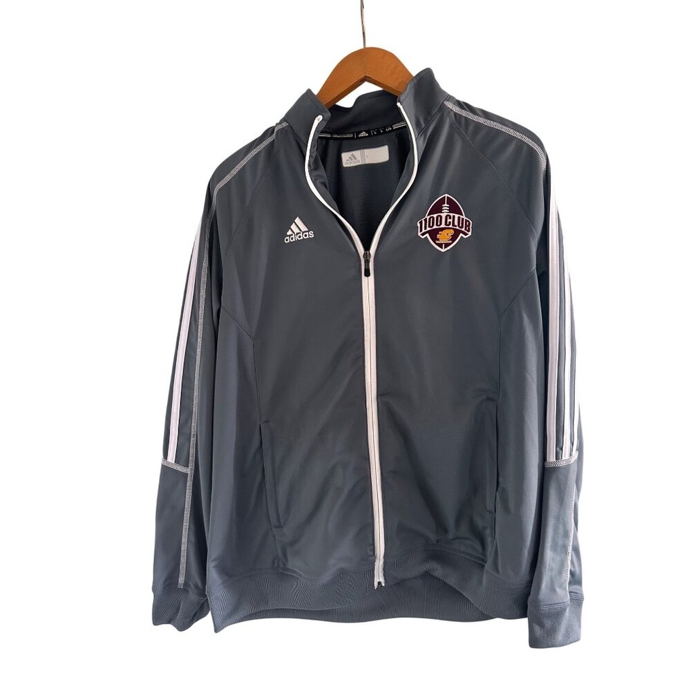 Adidas Mens Grey 100 Club‎ Central Michigan University Track Jacket Size L